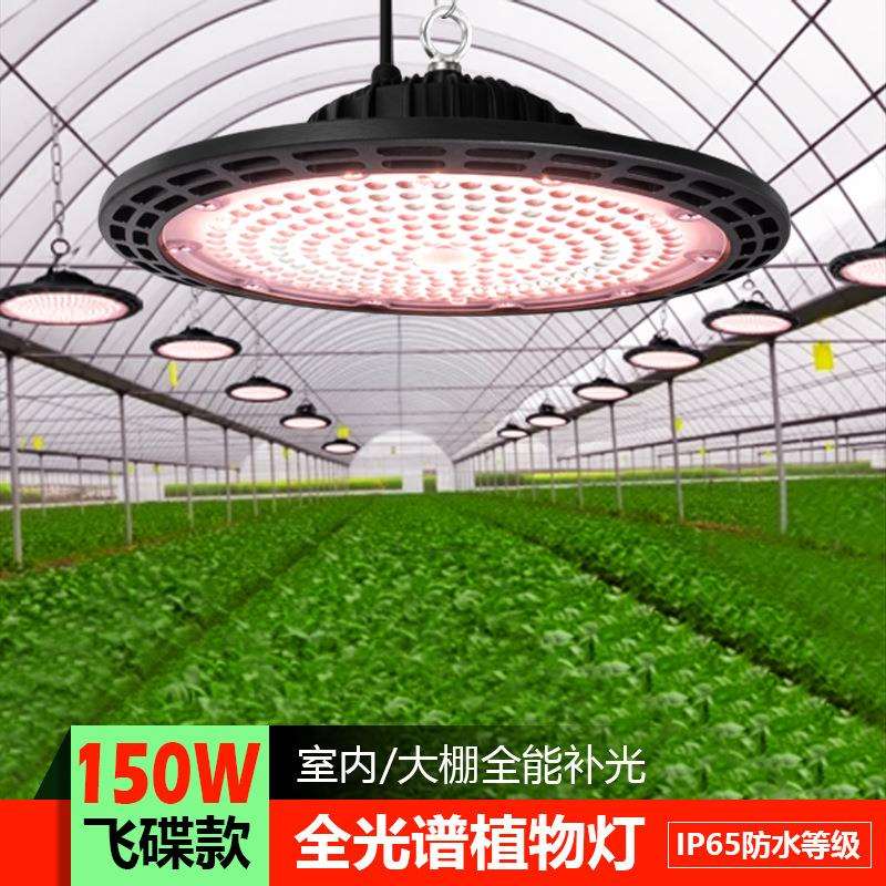 100W全光谱植物生长灯室内花卉绿植大棚150W飞碟式LED防水补光灯