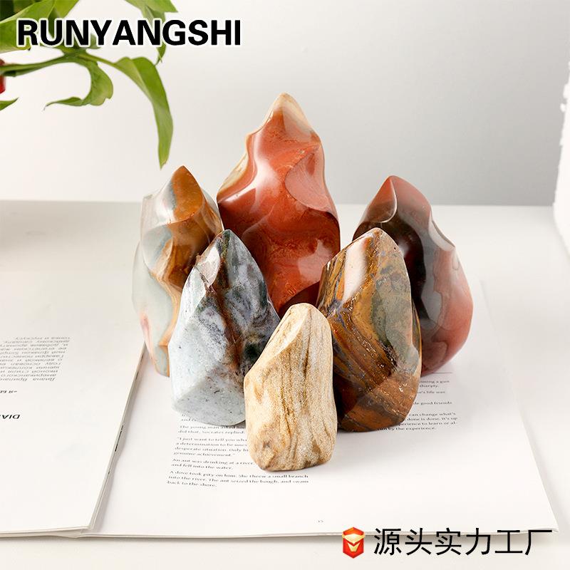 东海天然水晶海洋碧玉火炬原石摆件居家办公装饰玉髓把玩厂家