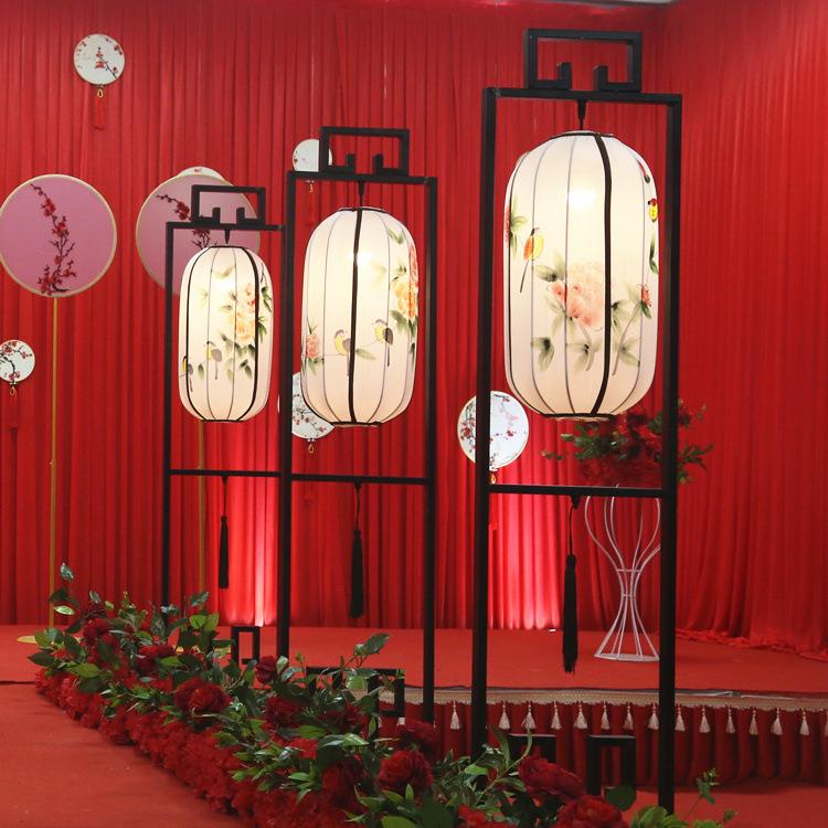 婚庆道具汉唐中式宫灯路引汉唐婚礼仿古铁艺中国风三联灯笼路引