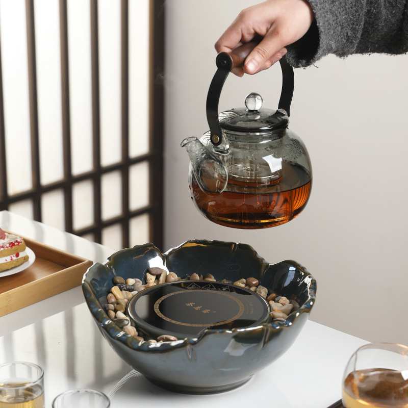 日式玻璃蒸煮茶壶围炉煮茶耐高温星空提梁壶家用电陶炉带烤网防水