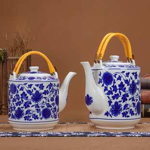 景德镇陶瓷茶壶家用大容量青花瓷提梁壶单壶中式复古老式泡茶水壶