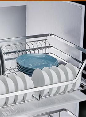 304拉篮不锈钢实心阻尼缓冲橱柜拉蓝抽屉碗架双层碗碟厨房碗拉篮