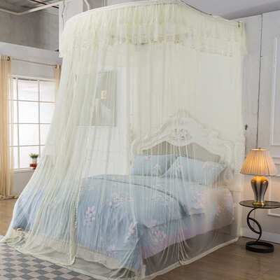 u型轨道双开门1.8m导轨蚊帐铝合金加厚支架隐形拉幕式宫廷风蚊帐