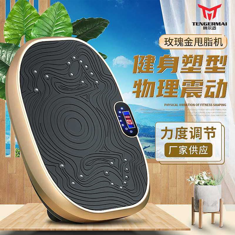 家用甩脂机抖抖机 玫瑰金懒人甩脂机智能震动塑身站立式抖抖机