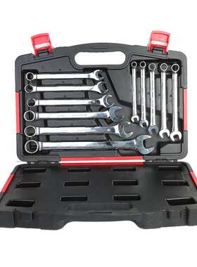 力易得11件全抛光两用扳手套装梅开扳手组套8-22mm E1528