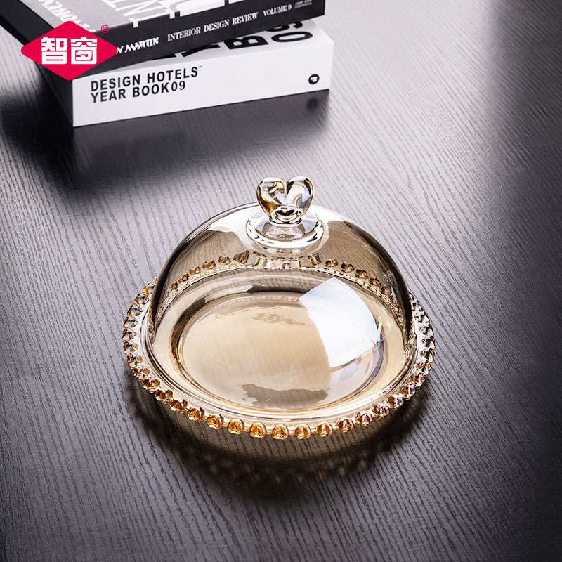 F透明蛋糕盘创意带盖水果盘点心盘爱心盘欧式轻奢水晶玻璃试吃盘H