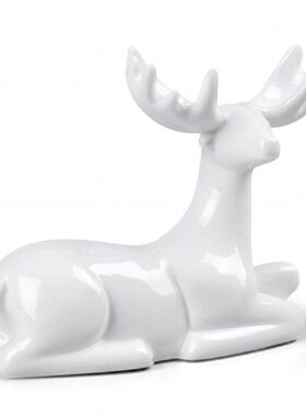 讴致 车内饰品陶瓷祝 福平安用品车载装饰汽车摆件白色一鹿路平安