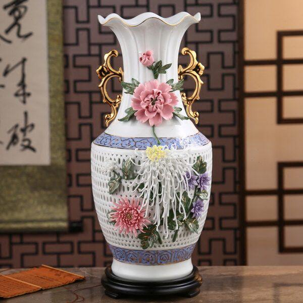 中式高档礼品摆件工艺品大号陶瓷礼物瓷器奢华创意装饰品花瓶客厅