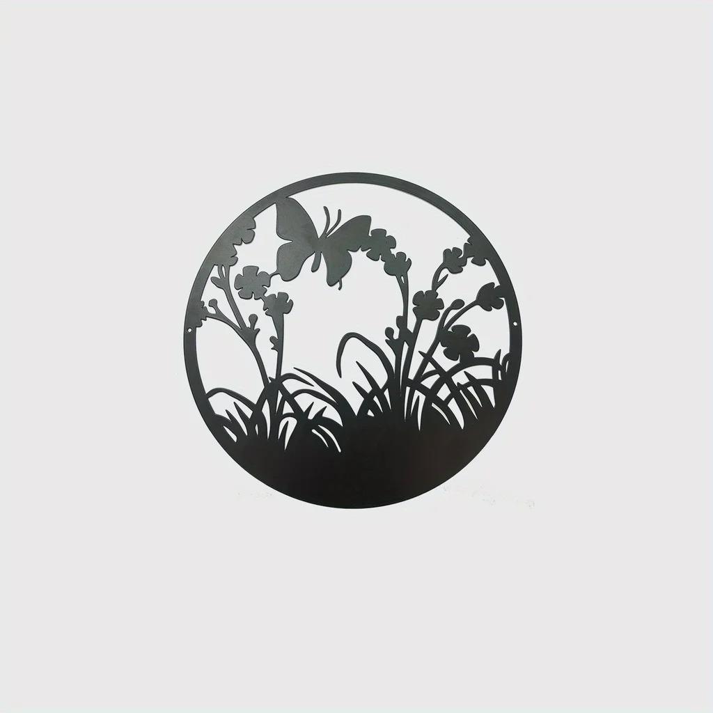 铁艺金属艺术壁挂蝴蝶草丛装饰品墙壁壁画跨境爆款