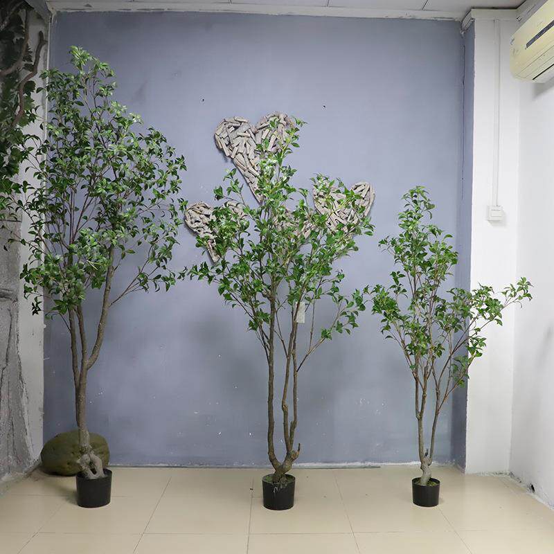 仿真马醉木假植物盆栽小型假树室内盆景装饰 塑胶杆假绿植仿真树