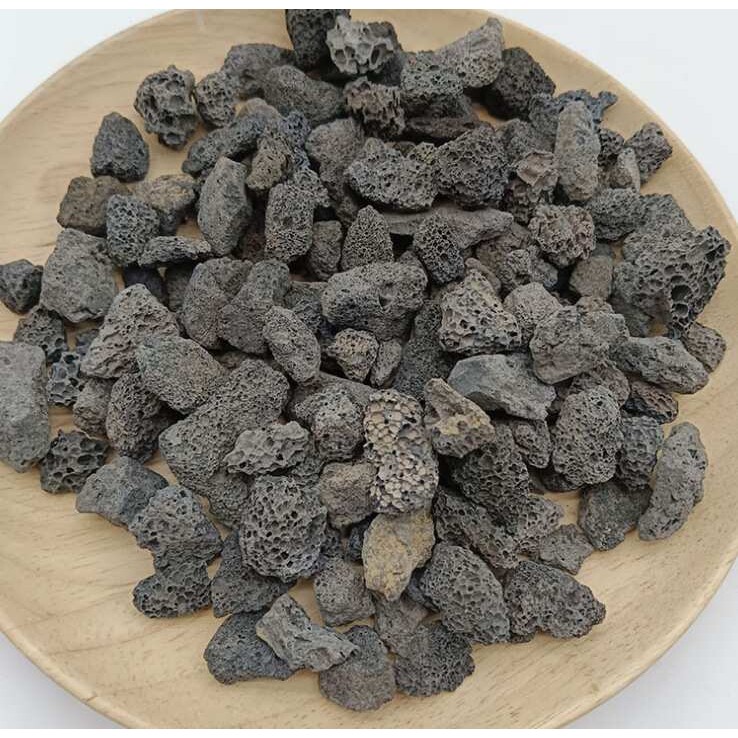 火山岩 鱼缸造景盆栽种植用黑色火山石颗粒  过滤诱色红色火山石