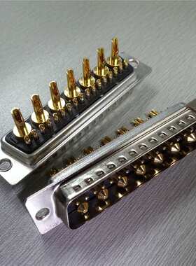 直销混装大电流焊线式24W7公座插头 实心级镀全金电源连接器