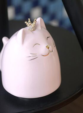 八门虫社粉色猫咪陶瓷旋转音乐盒礼盒创意情人节生日礼物女生可爱