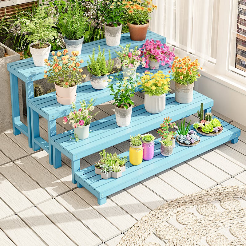 室内客厅阳台多层实木花架u子落地式阶梯置物架防腐木质多肉花盆