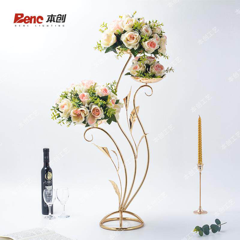酒店展厅主桌装饰用品舞台鲜花道具展示架子婚庆路引几何铁艺花架