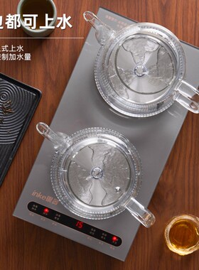 底部全自动双上水电热烧水壶茶台茶具一体抽水泡煮茶器玻璃电茶炉