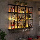 酒架壁挂装 壁挂吧台墙上置物架酒吧铁艺酒柜家用挂墙红酒架 饰式