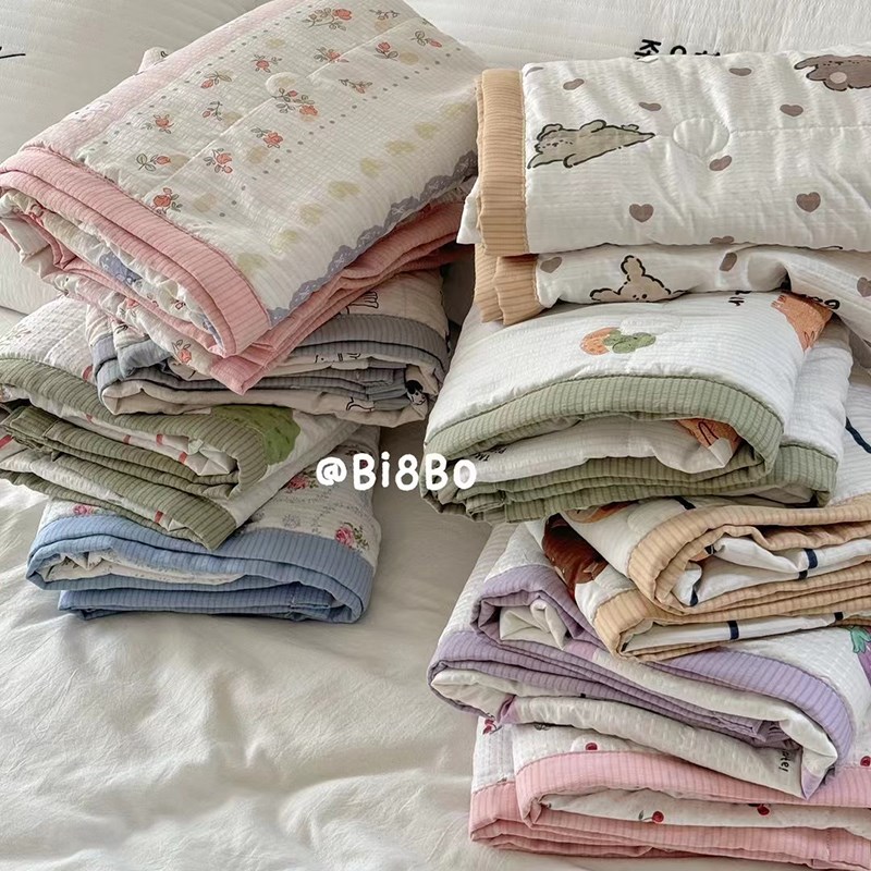 bi8bo夏凉i被空调被薄双层纱可机洗学生宿舍轻奢高级感单双人空