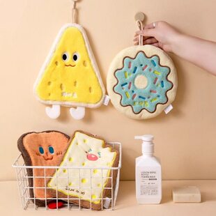 可爱擦手巾挂式毛巾不发臭厨房卫生间卡通儿童吸水加厚款擦手布帕