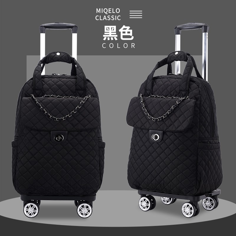 迷你轻便万向轮拉l杆包双肩背包防水印花可拆卸折叠短途手提旅行