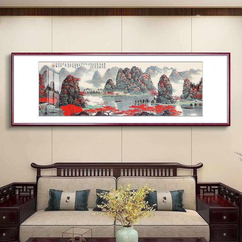 白雪石桂林山水画国画漓江水墨画新中式风格装饰画小户型客厅挂画