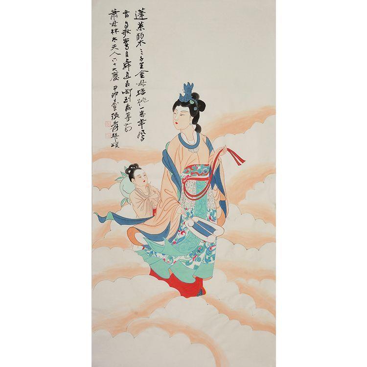 名画作家张大千纯手绘人物画水墨画国画客厅书房画壁画山水画中式