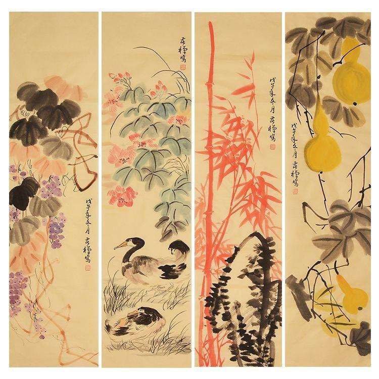 名画家李苦禅纯手绘装饰画国画水墨画办公室画客厅画玄关画壁画