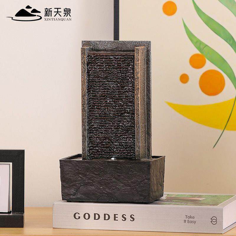 办公桌面小型水幕墙摆件创意循环流水装饰品家用电视柜加湿器