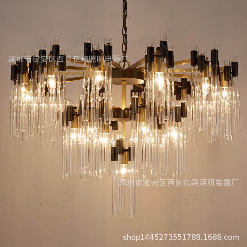 后现代轻奢水晶吊灯港式新款客厅灯餐厅卧室全铜吊灯灯具