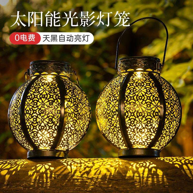 太阳能水壶灯户外庭院装饰灯别墅花园布置景观灯镂空光影防水挂灯