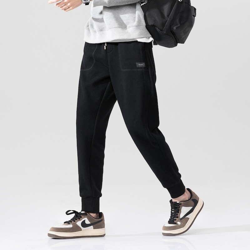 加绒卫裤男士秋冬季宽松束脚长裤小脚加绒加厚潮流百搭休闲裤子男