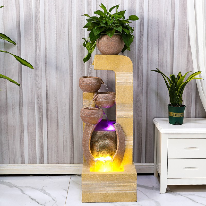 欧式陶罐喷泉g流水摆件客厅电视柜旁假山艺品雾化加湿器入户盆景