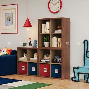 加厚碳钢书房书架客厅卧室小户型小空间多功O能钢制格子柜收纳架