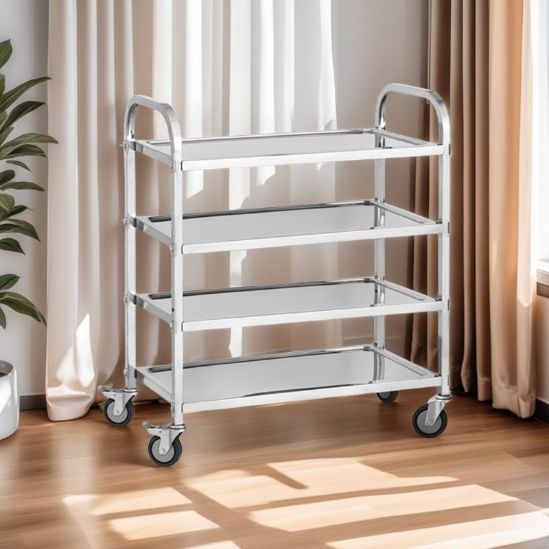 不锈钢收餐车小h推车商用酒店收碗车餐厅饭店厨房幼儿园移动送餐