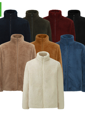 户外抓绒衣男开衫双面绒立领夹克软壳冲锋衣内胆加厚保暖毛绒外套