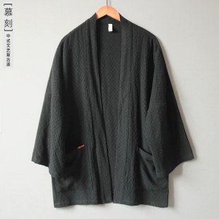 新款 男装 男式 外套中式 复古文艺潮流风衣 汉服道袍棉麻宽松薄款 秋季