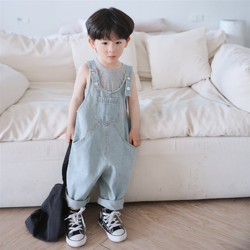 儿童背带裤夏季2023新款宝宝连体长裤夏装男童女童薄款软牛仔裤潮图片