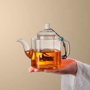 红茶泡茶器玻璃小茶壶一人用日式滤网内置单壶透明普洱茶专用茶具