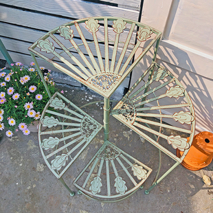 户外庭院铁艺花架落地式花园花盆架阳台装饰多层转角置物架可旋转