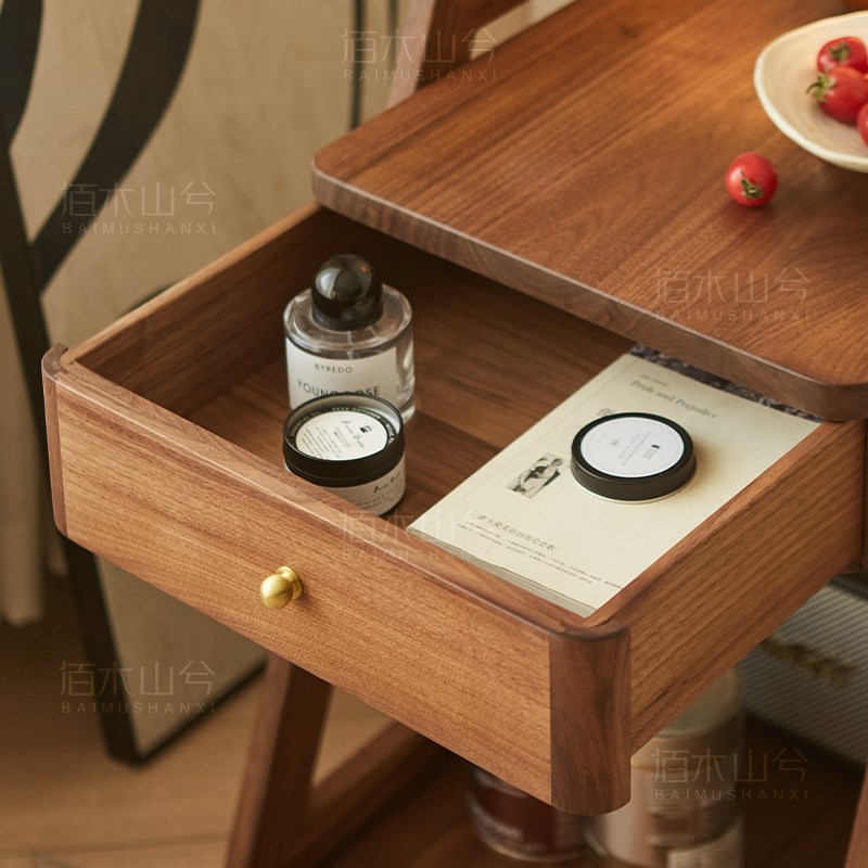 实木边几可移动带轮沙发床边柜家用客厅卧室零食置物架小茶几角几