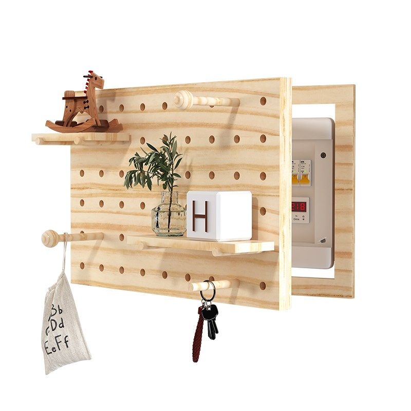 洞洞板改造创意置物架配电盒遮挡壁挂画框北欧实木电表箱装饰画