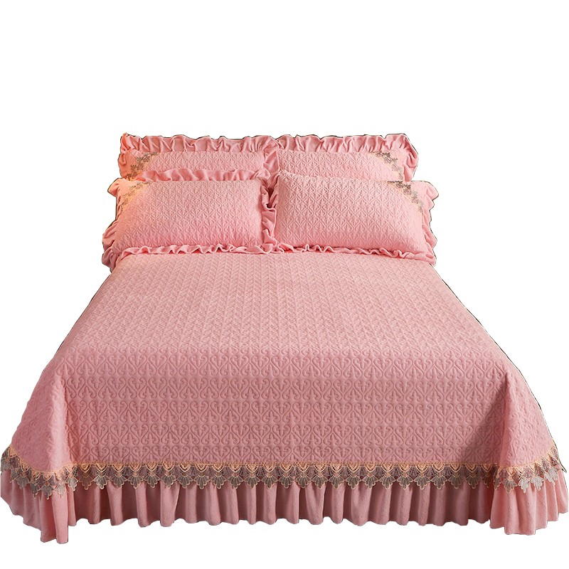 加厚牛奶绒床盖三件套夹棉床罩榻C榻米纯色床垫单件珊瑚绒短毛绒