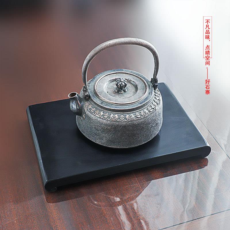 好石寨乌金石底座置物架烧水壶铁壶银壶茶壶壶承茶托石头底托摆件