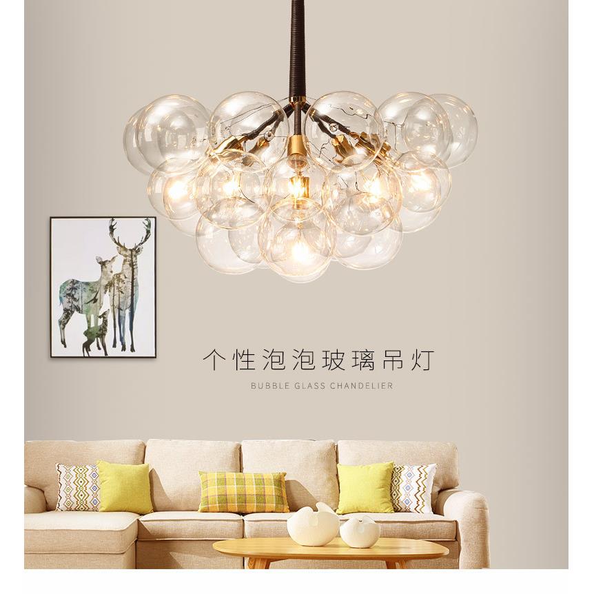 后现代轻奢客厅吊灯 餐厅创意简约风格后现代透明泡泡球玻璃灯