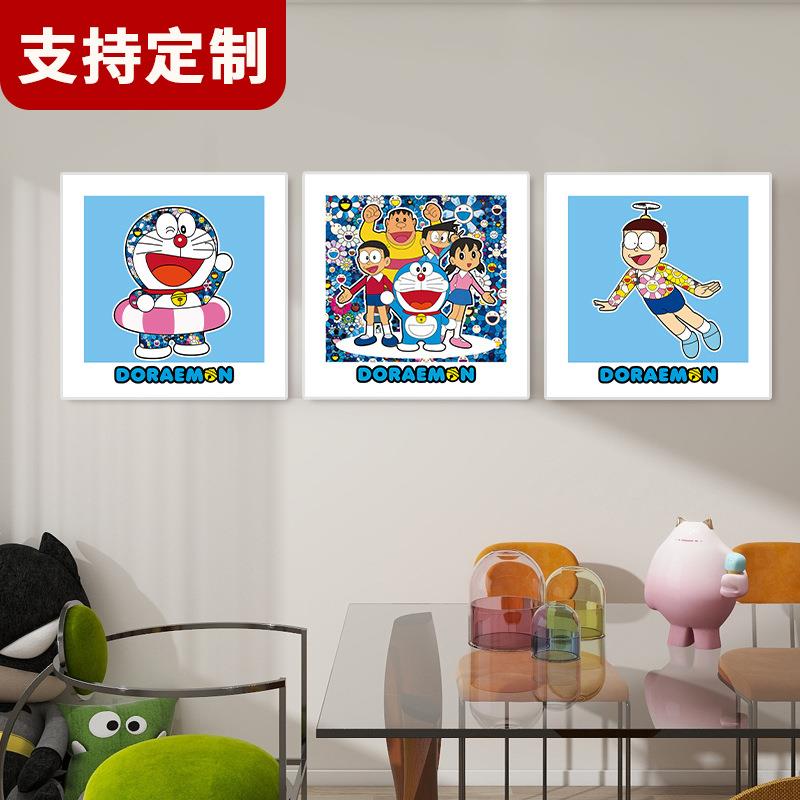 卡通猫儿童UV打印砂岩布挂画房间装饰画客厅入户玄关卧室简约家居