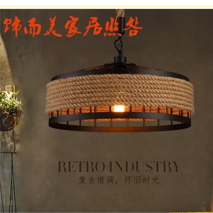 loft复古工业风美式铁艺麻绳创意吊灯个性餐厅吧台酒吧装饰灯具
