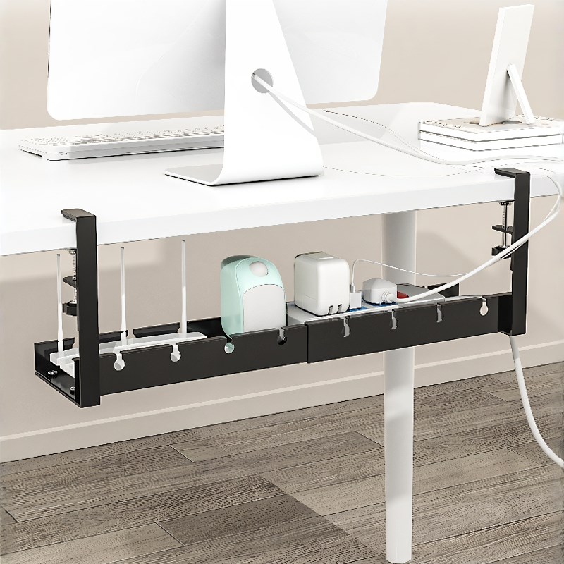 路由器收纳架办公桌桌下电线收纳盒集线器网N线理线架桌面整理神