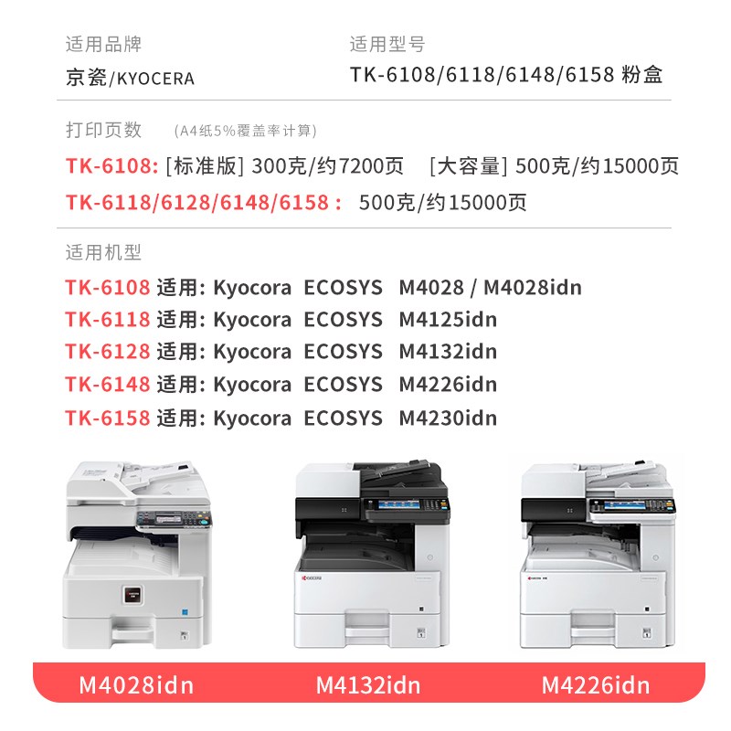适用京瓷M4028idn粉盒M4125idln M4132idn M4226idn M4230idn碳粉
