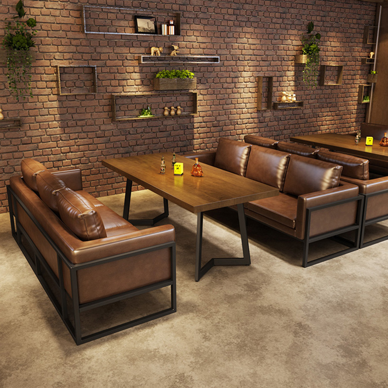 工业风酒馆d咖啡厅酒吧沙发桌椅组合烧烤店火锅西餐厅清吧卡座沙