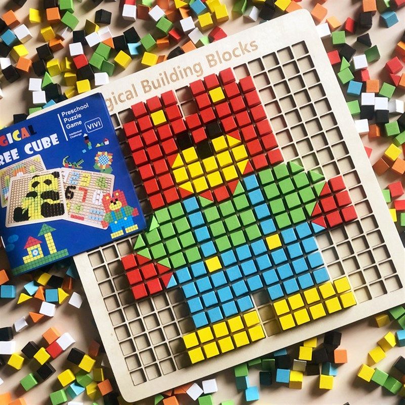 儿童蘑菇钉玩具拼插板积木宝宝早教益智力幼儿园智力开发创意拼图